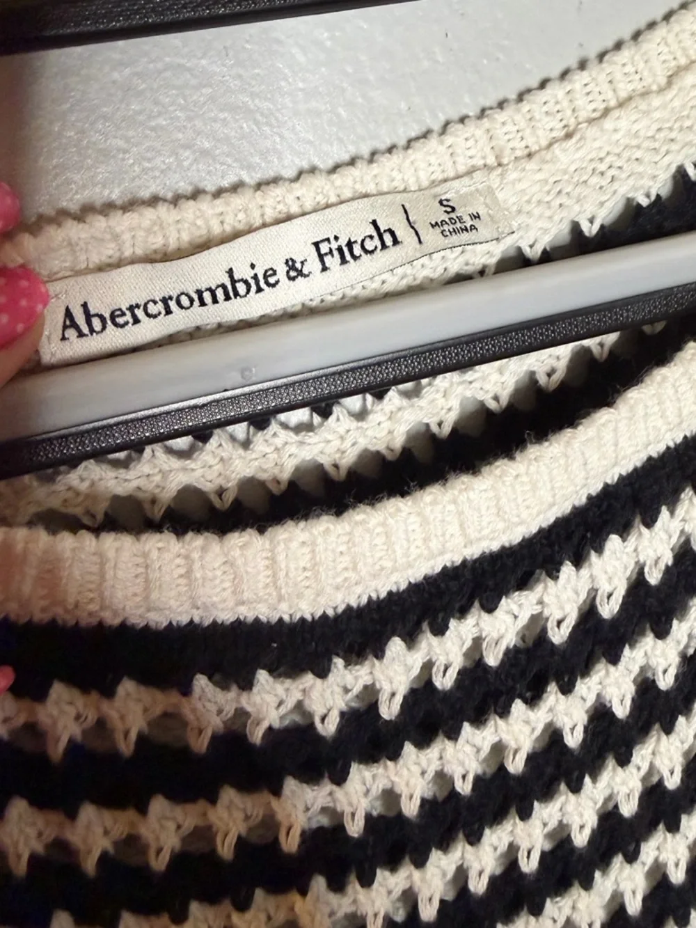 Abercrombie & Fitch Black and White Striped Knit‎ Crochet Maxi Dress